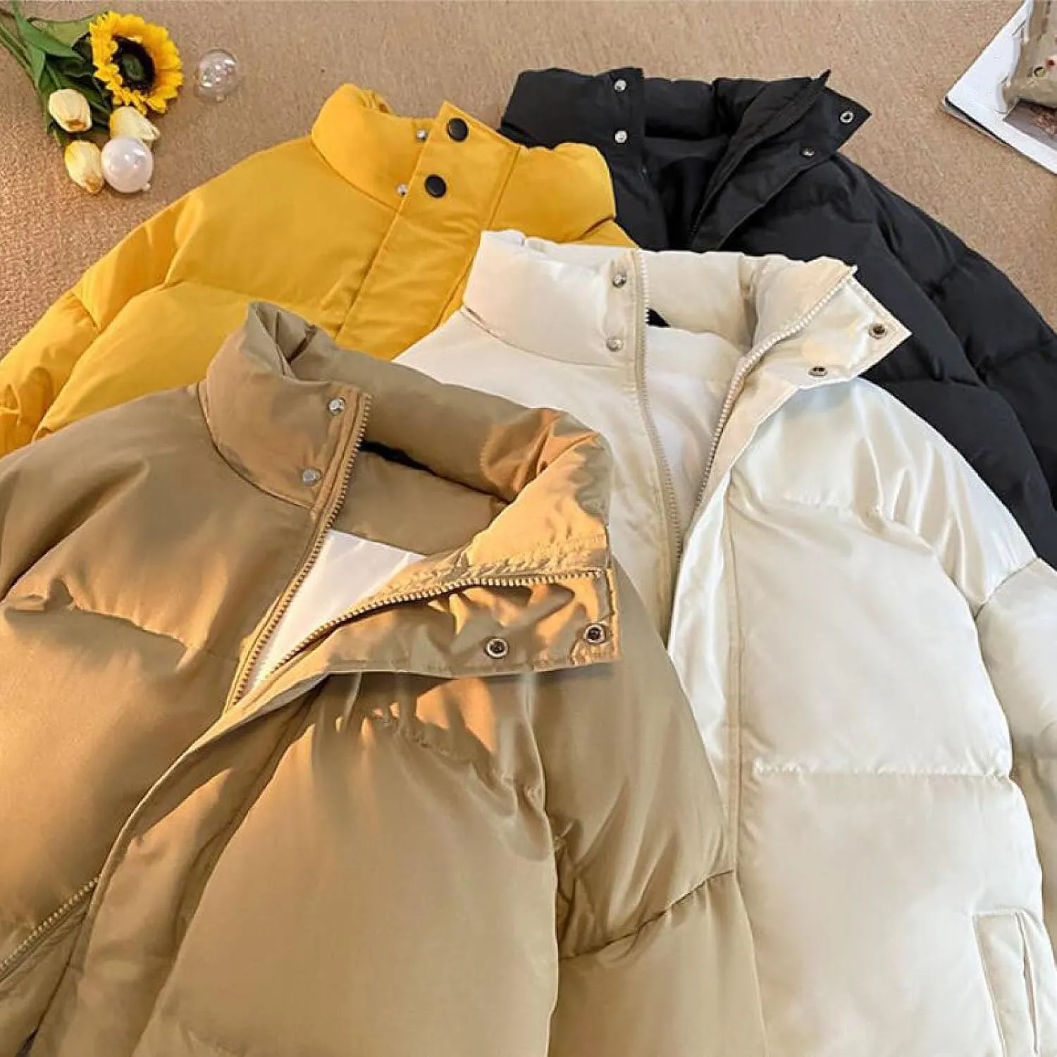 Men's Stand Collar Down Jacket Insulated Puffer Coat for Snow Ski Zip Up Padded Puffer Jacket Winter Jackets Outerwear