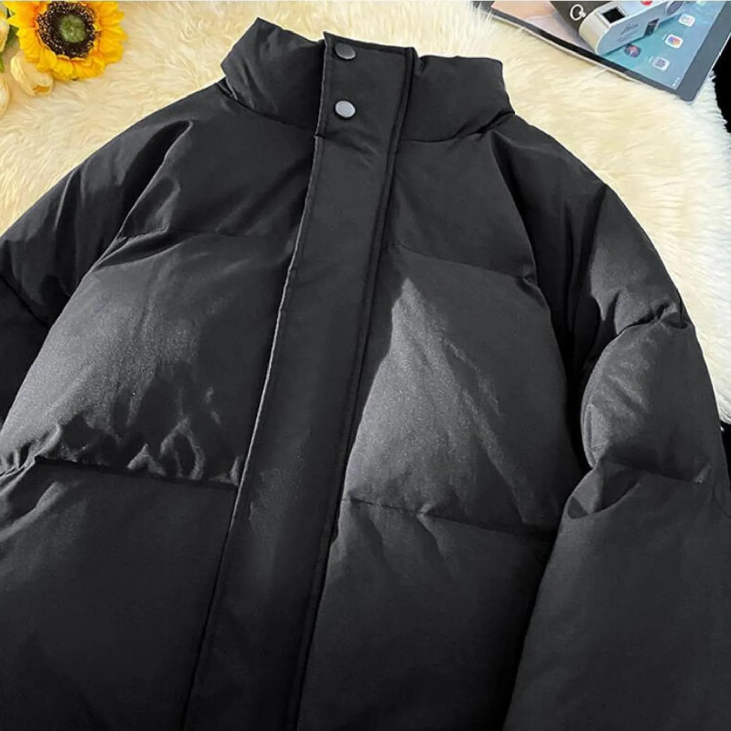 Men's Stand Collar Down Jacket Insulated Puffer Coat for Snow Ski Zip Up Padded Puffer Jacket Winter Jackets Outerwear