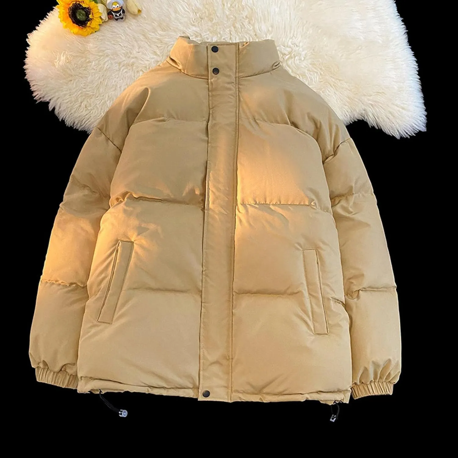 Men's Stand Collar Down Jacket Insulated Puffer Coat for Snow Ski Zip Up Padded Puffer Jacket Winter Jackets Outerwear