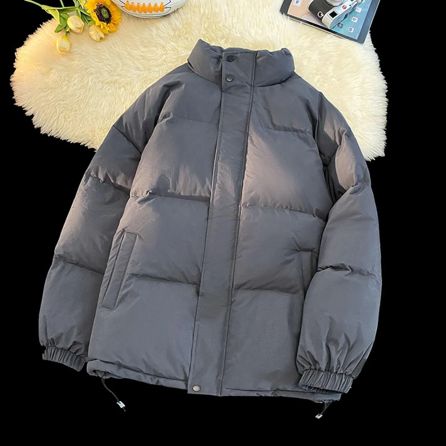 Men's Stand Collar Down Jacket Insulated Puffer Coat for Snow Ski Zip Up Padded Puffer Jacket Winter Jackets Outerwear