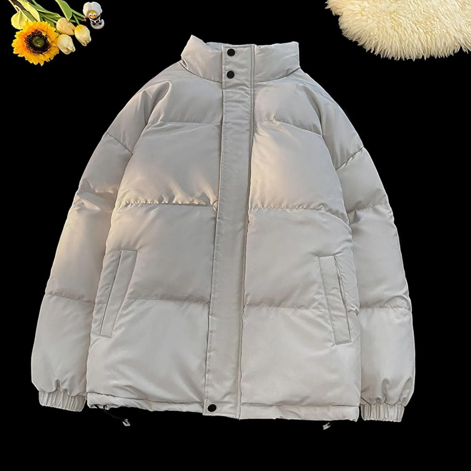 Men's Stand Collar Down Jacket Insulated Puffer Coat for Snow Ski Zip Up Padded Puffer Jacket Winter Jackets Outerwear
