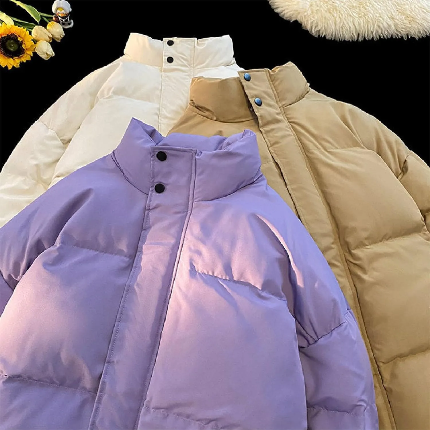 Men's Stand Collar Down Jacket Insulated Puffer Coat for Snow Ski Zip Up Padded Puffer Jacket Winter Jackets Outerwear