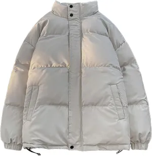 Men's Stand Collar Down Jacket Insulated Puffer Coat for Snow Ski Zip Up Padded Puffer Jacket Winter Jackets Outerwear