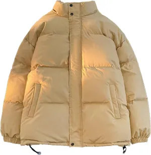 Men's Stand Collar Down Jacket Insulated Puffer Coat for Snow Ski Zip Up Padded Puffer Jacket Winter Jackets Outerwear