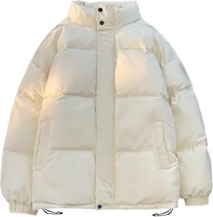 Men's Stand Collar Down Jacket Insulated Puffer Coat for Snow Ski Zip Up Padded Puffer Jacket Winter Jackets Outerwear