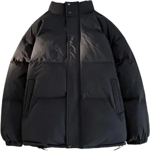Men's Stand Collar Down Jacket Insulated Puffer Coat for Snow Ski Zip Up Padded Puffer Jacket Winter Jackets Outerwear