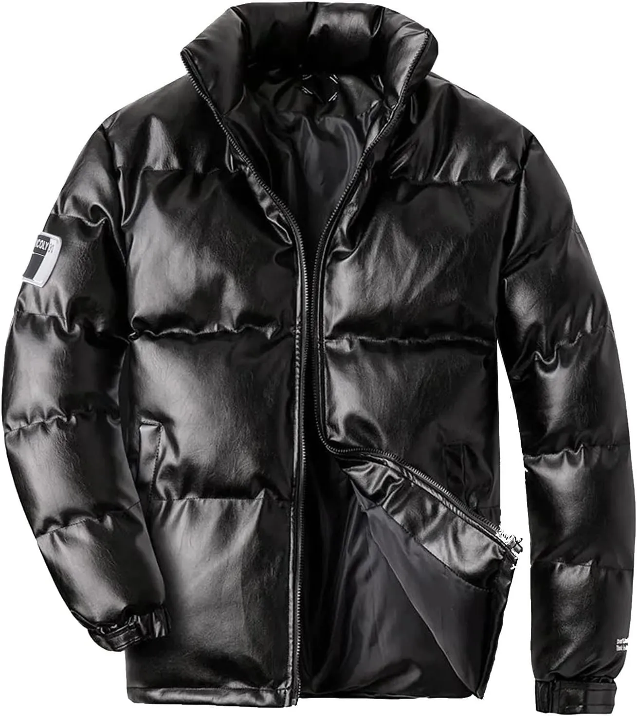 Mens Stand Collar Down Jacket Zip Up Padded Quilted Puffer Jacket Thermal Insulated Puffer Coats Winter Jackets Outerwear