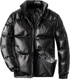 Mens Stand Collar Down Jacket Zip Up Padded Quilted Puffer Jacket Thermal Insulated Puffer Coats Winter Jackets Outerwear