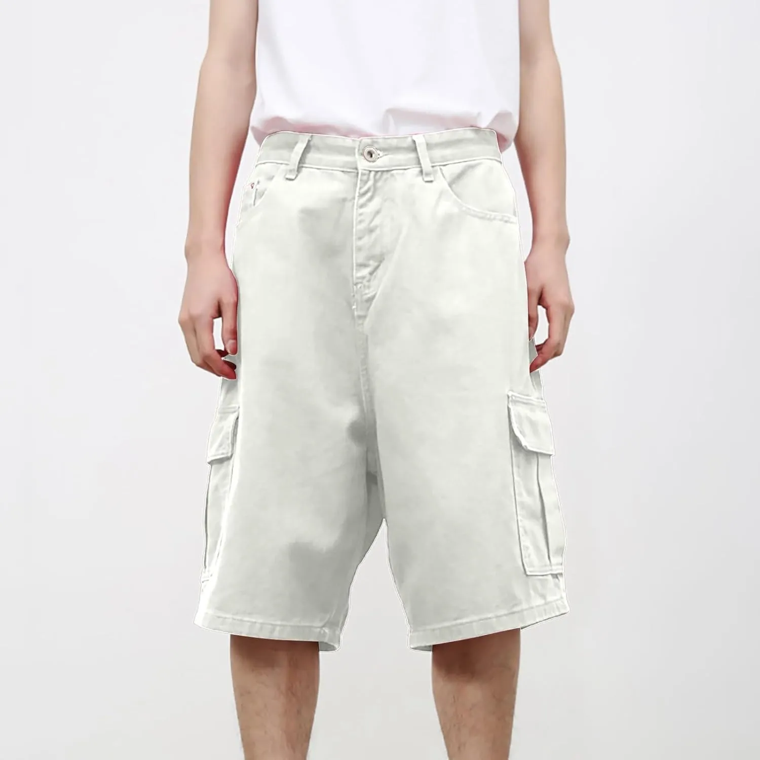 Men's Stretch Waist Cargo Shorts with Multi-Pocket Baggy Work Shorts Lightweight Outdoor Casual Summer Beach Pants for Men