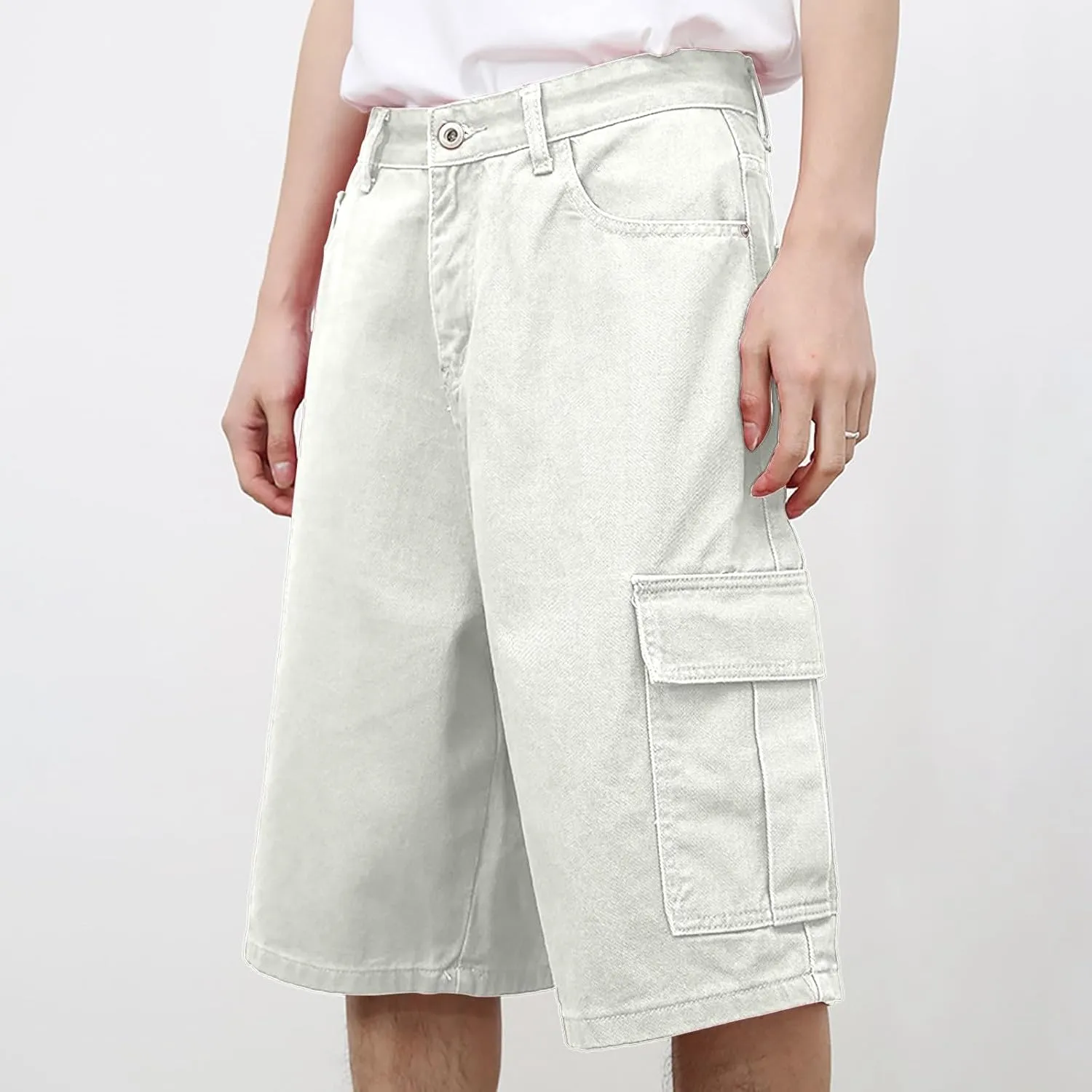 Men's Stretch Waist Cargo Shorts with Multi-Pocket Baggy Work Shorts Lightweight Outdoor Casual Summer Beach Pants for Men