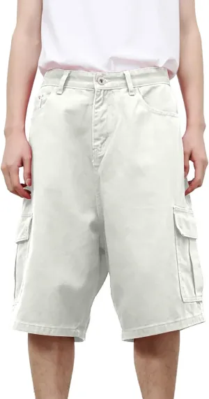 Men's Stretch Waist Cargo Shorts with Multi-Pocket Baggy Work Shorts Lightweight Outdoor Casual Summer Beach Pants for Men