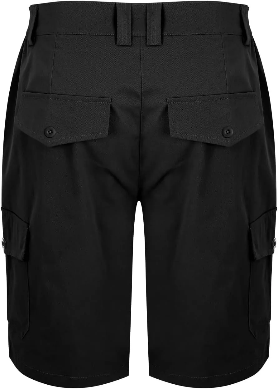 Mens Summer Cargo Shorts Classic Flat Front Chino Shorts Lightweight Twill Cotton Multi Pockets Casual Work Shorts