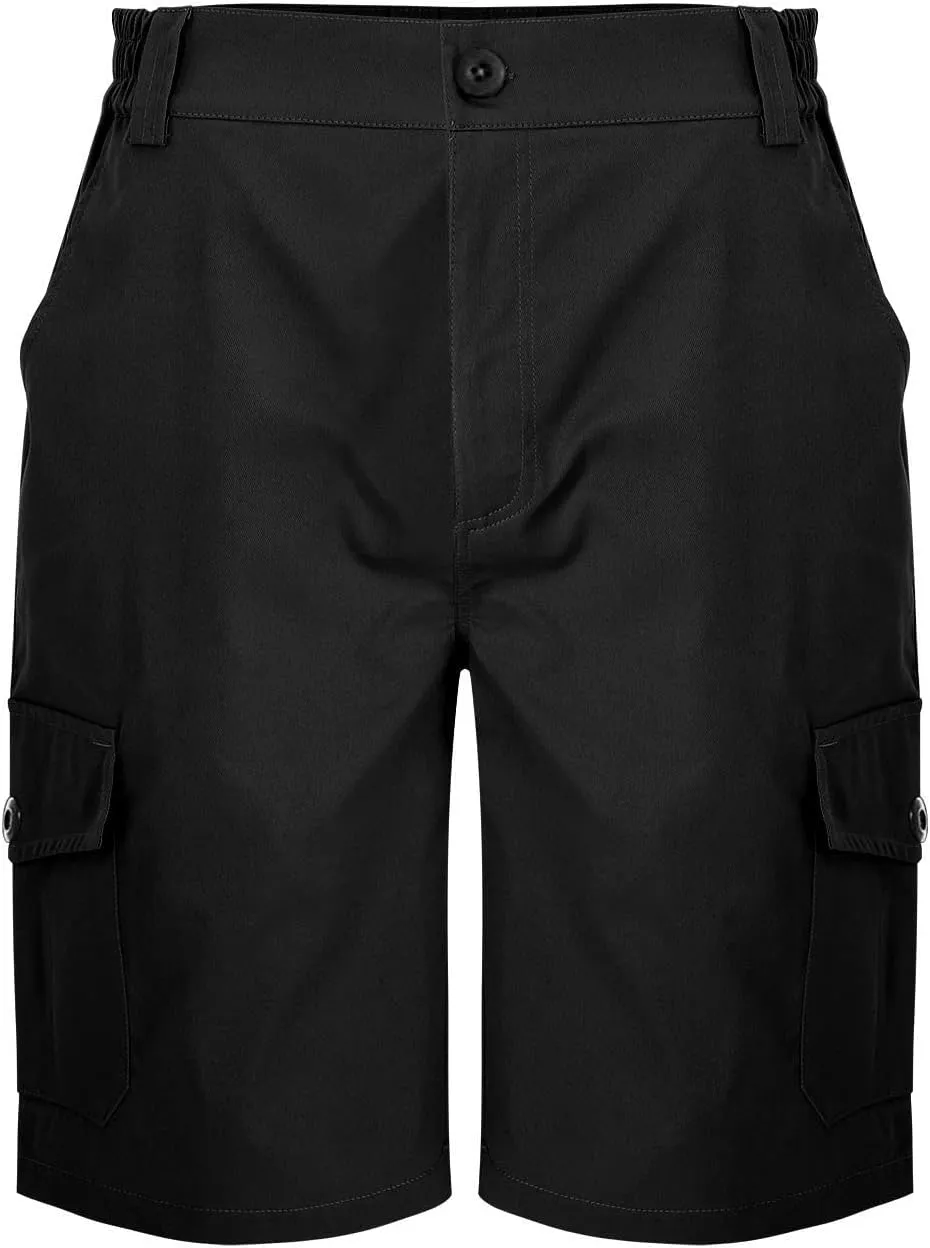 Mens Summer Cargo Shorts Classic Flat Front Chino Shorts Lightweight Twill Cotton Multi Pockets Casual Work Shorts