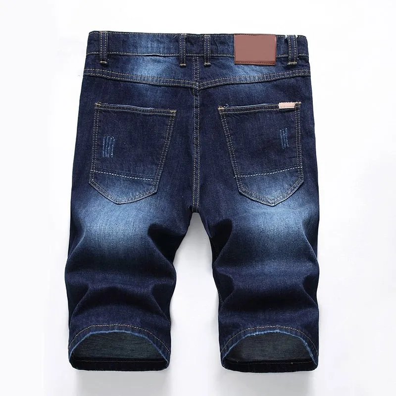 Men's Summer Ripped Straight Knee-Length Denim Shorts
