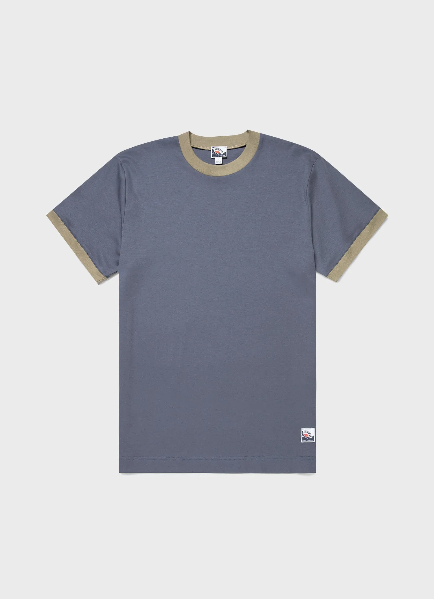 Men's Sunspel x Nigel Cabourn Carbon Brushed T-shirt in Slate Blue