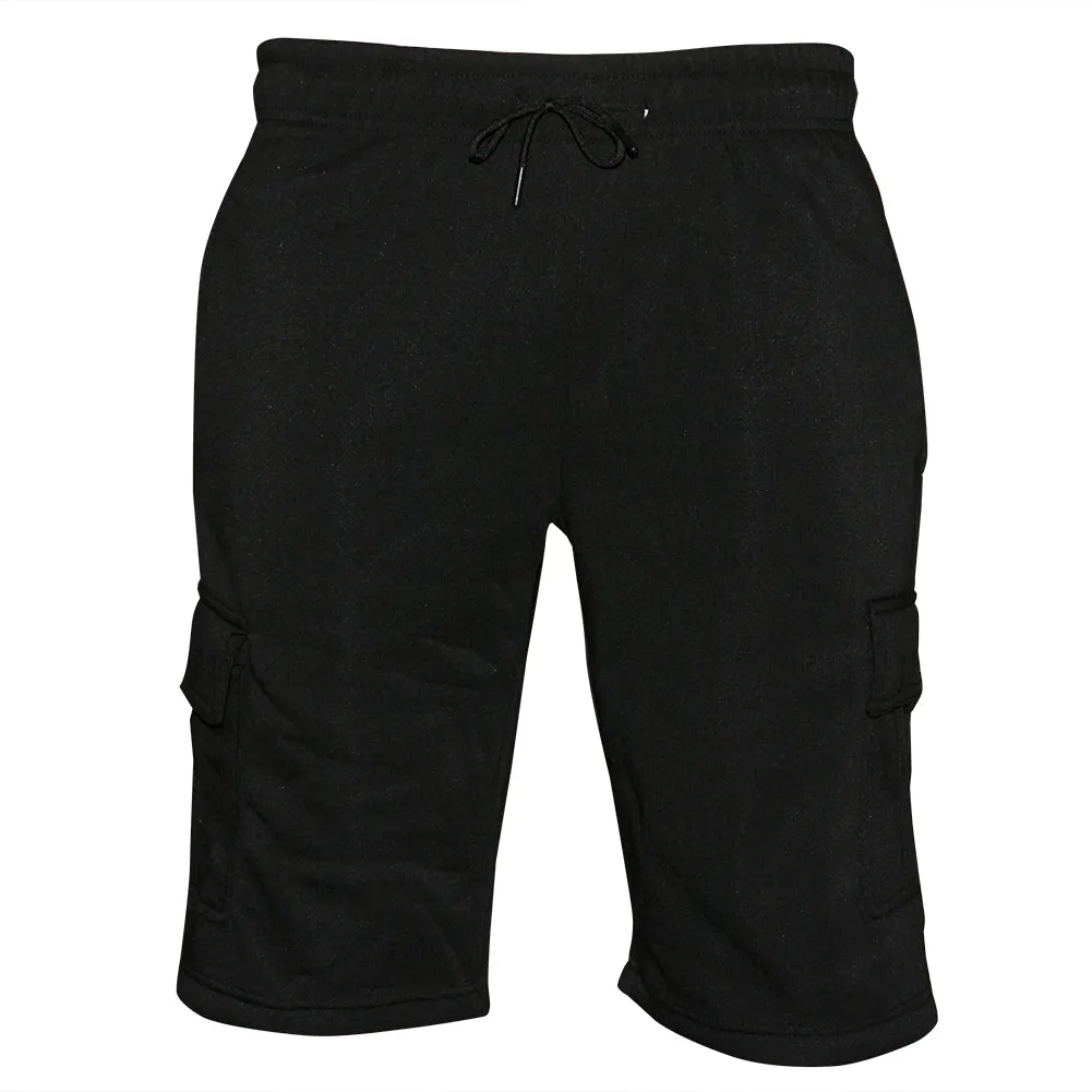 Mens Sweat Cargo Shorts Soft Cotton Lounge Gym Workout Drawstring Casual