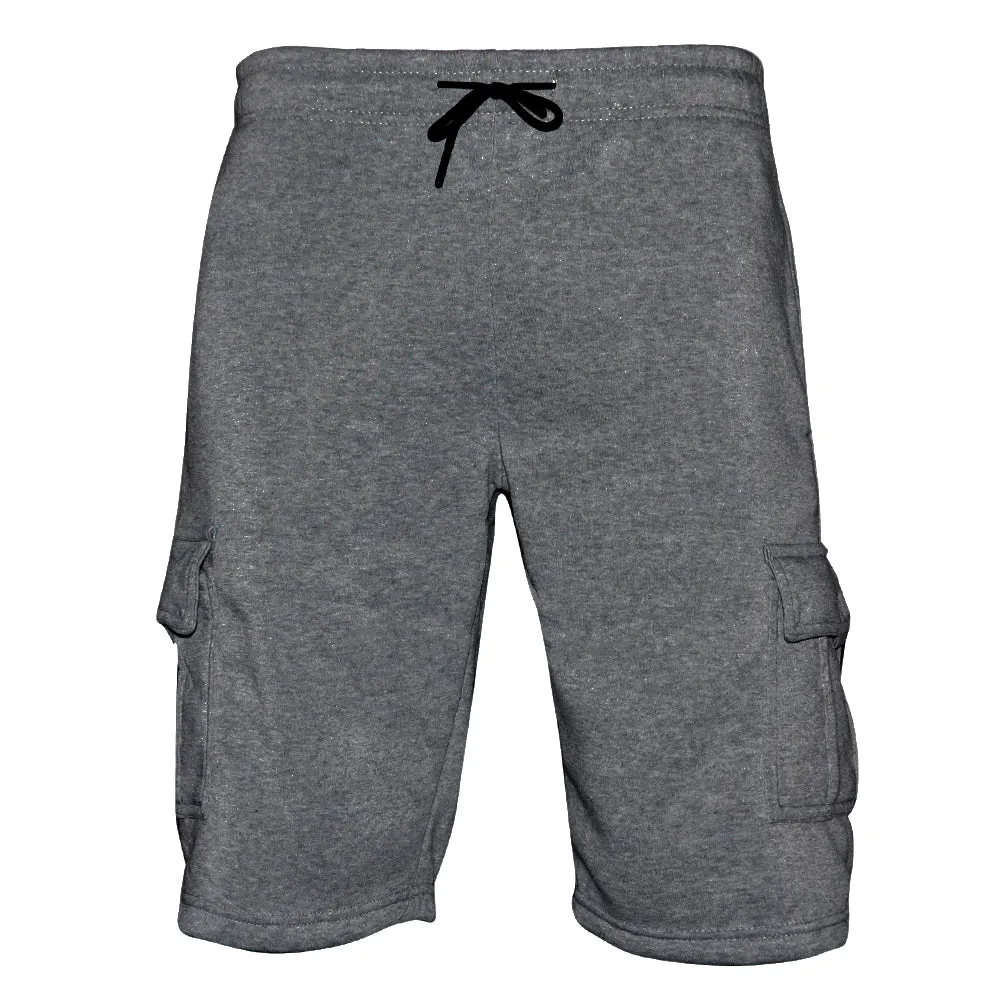 Mens Sweat Cargo Shorts Soft Cotton Lounge Gym Workout Drawstring Casual
