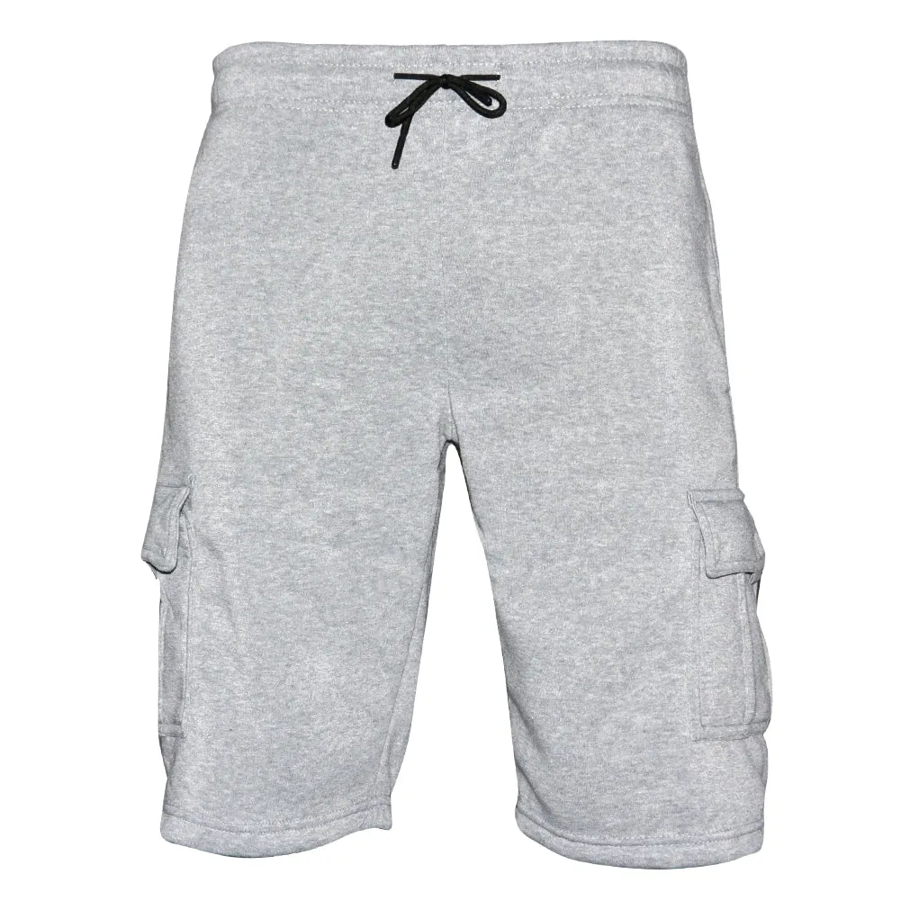 Mens Sweat Cargo Shorts Soft Cotton Lounge Gym Workout Drawstring Casual
