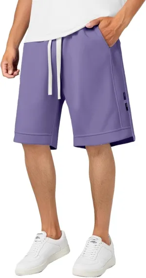Men's Sweat Shorts 7 Inch Inseam Cotton Summer Beach Shorts Elastic Waist Casual Workout Athletic Shorts