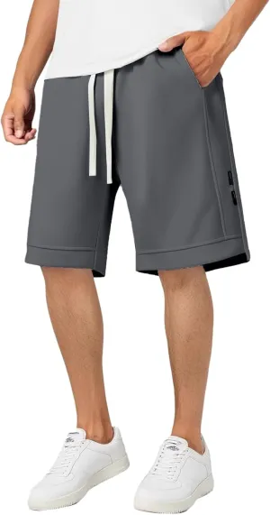 Men's Sweat Shorts 7 Inch Inseam Cotton Summer Beach Shorts Elastic Waist Casual Workout Athletic Shorts
