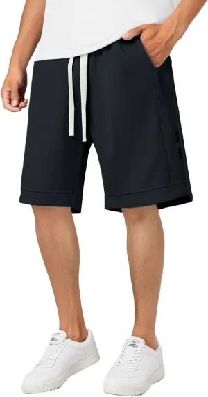 Men's Sweat Shorts 7 Inch Inseam Cotton Summer Beach Shorts Elastic Waist Casual Workout Athletic Shorts