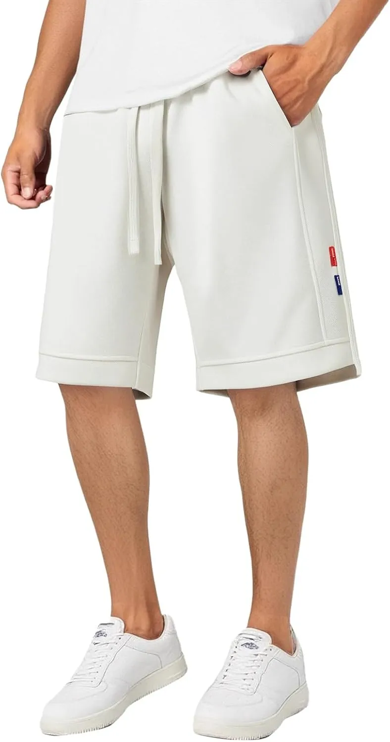 Men's Sweat Shorts 7 Inch Inseam Cotton Summer Beach Shorts Elastic Waist Casual Workout Athletic Shorts
