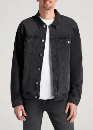 Men's Tall Denim Trucker Jacket in Washed Black
