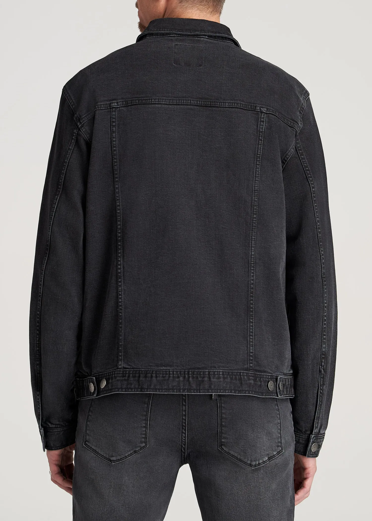 Men's Tall Denim Trucker Jacket in Washed Black