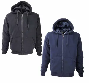 Mens Thick Soft Fur Fleece Heavy Duty Work Hoodie Winter Black Sweatshirt Men Fur Full Zip Up Sweatshirts