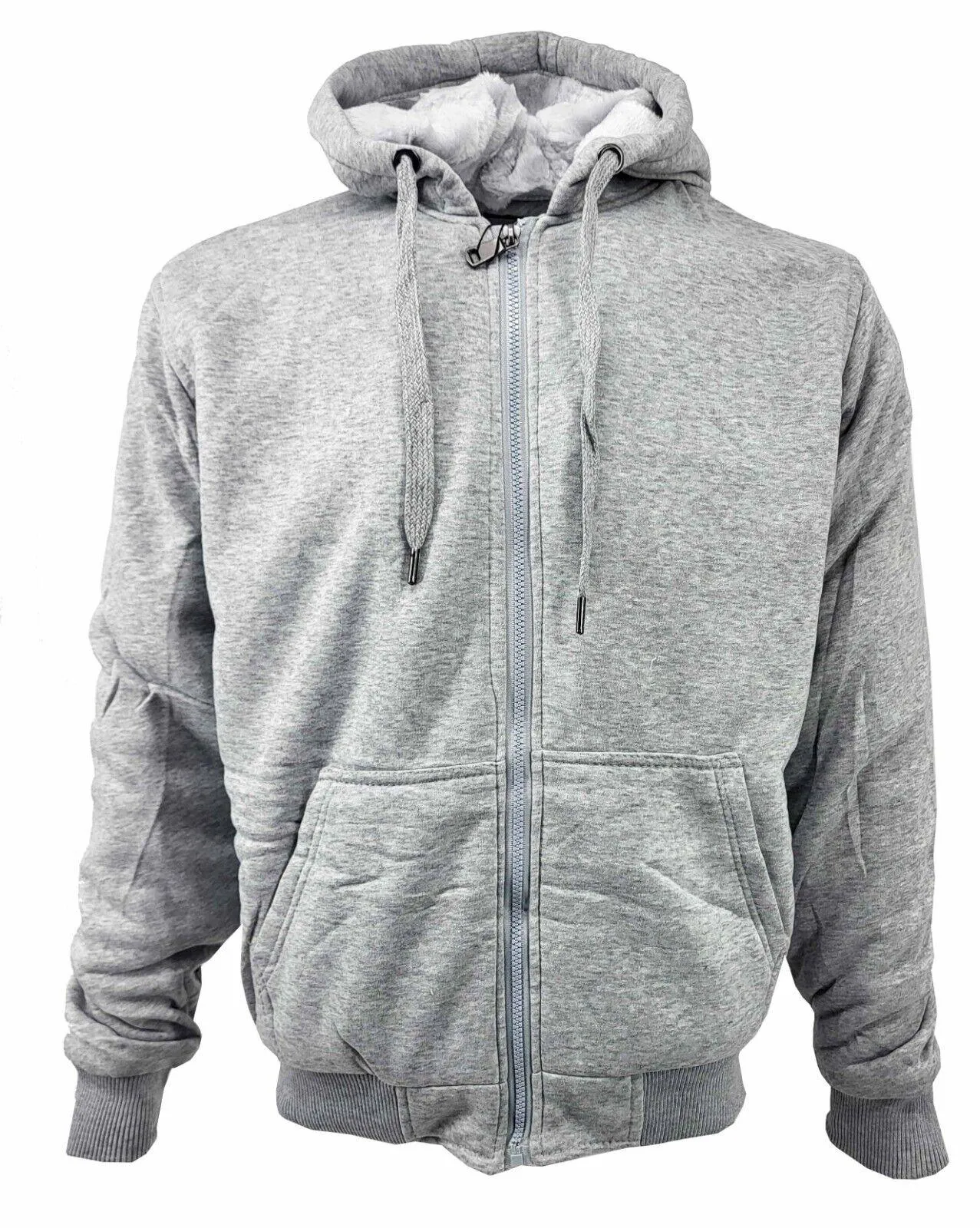 Mens Thick Soft Fur Fleece Heavy Duty Work Hoodie Winter Black Sweatshirt Men Fur Full Zip Up Sweatshirts