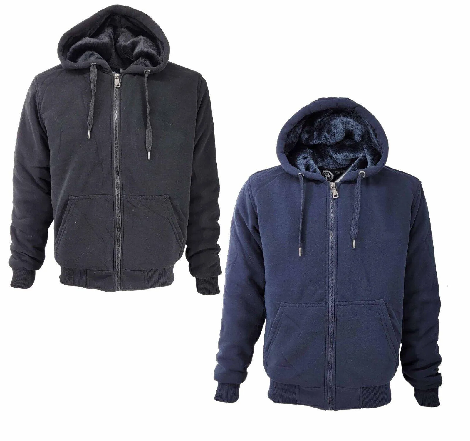 Mens Thick Soft Fur Fleece Heavy Duty Work Hoodie Winter Black Sweatshirt Men Fur Full Zip Up Sweatshirts