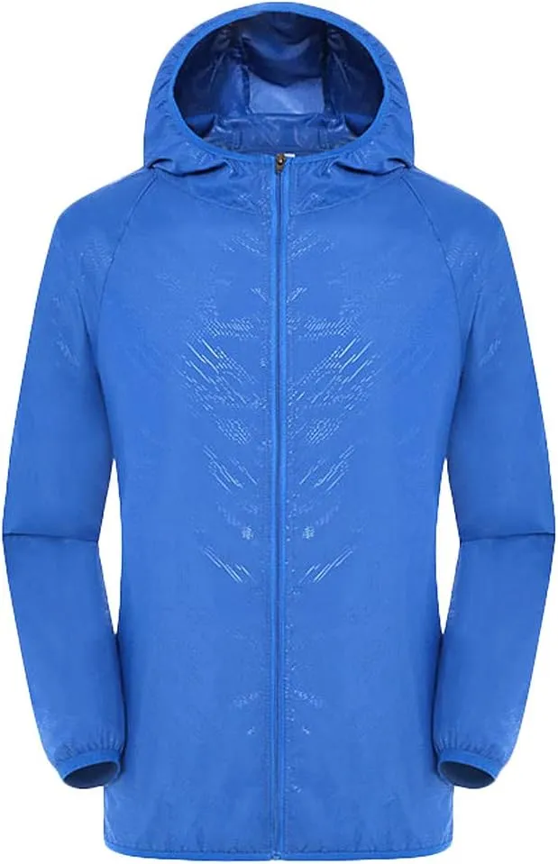 Mens UPF 50  Sun Protection Hooded Jacket Lightweight Full Zip Long Sleeve Hoodies Fishing Hiking Cycling Shirt