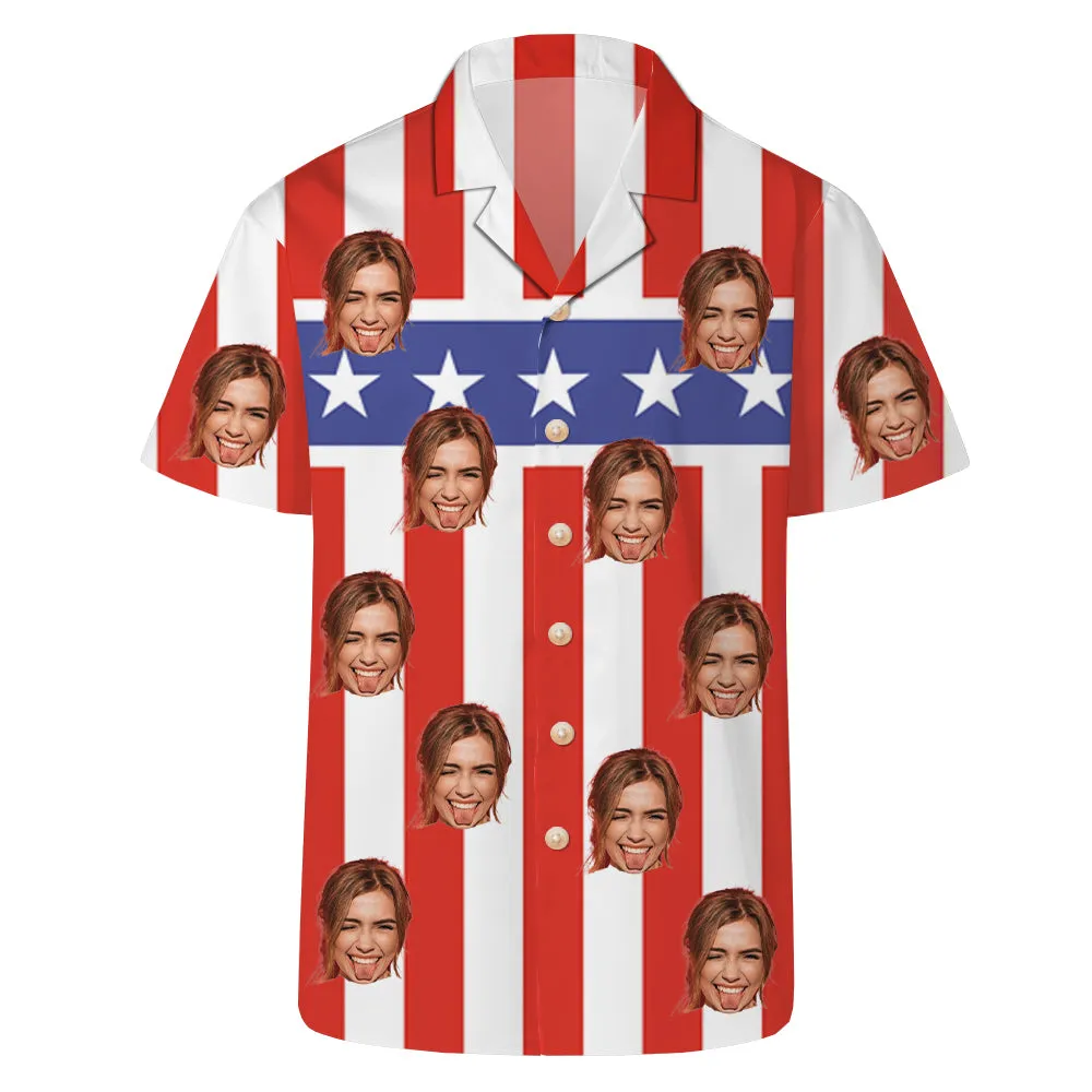 Men's Vertical Stripe Shirt Star Print July 4th American Independence Day Festival Customized Shirt Plus Size Tops