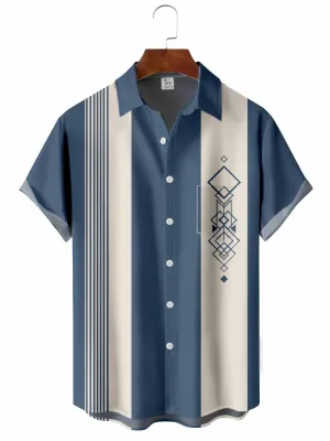 Men's Vintage 50's Geometry Bowling Shirt