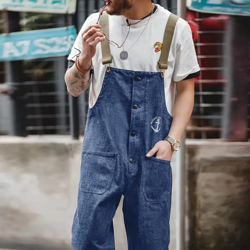 Men's Vintage Denim Overalls 46127864Y