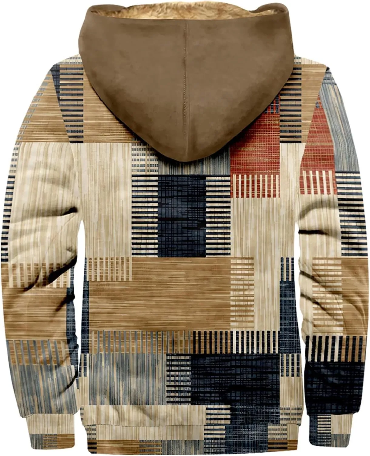 Mens Vintage Fleece Jacket Sherpa Lined Winter Coats Fall Winter Outerwear Windproof Casual Thermal Hoodies Plus Size