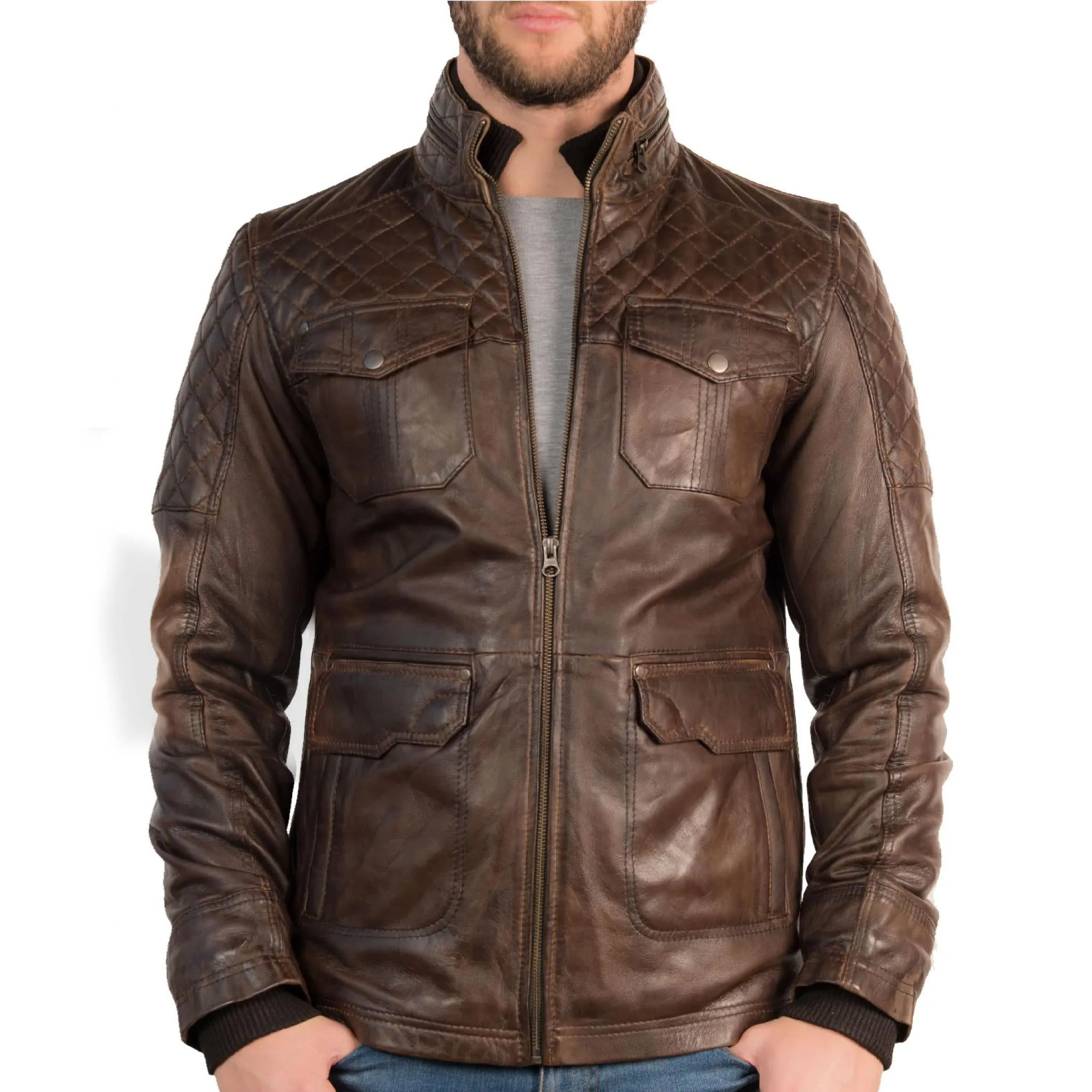Mens Vintage Racing Leather Jacket