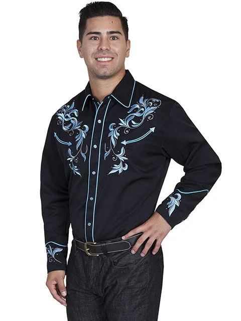 Men's Vintage Western Shirt Collection: Scully Embroidery with Studs