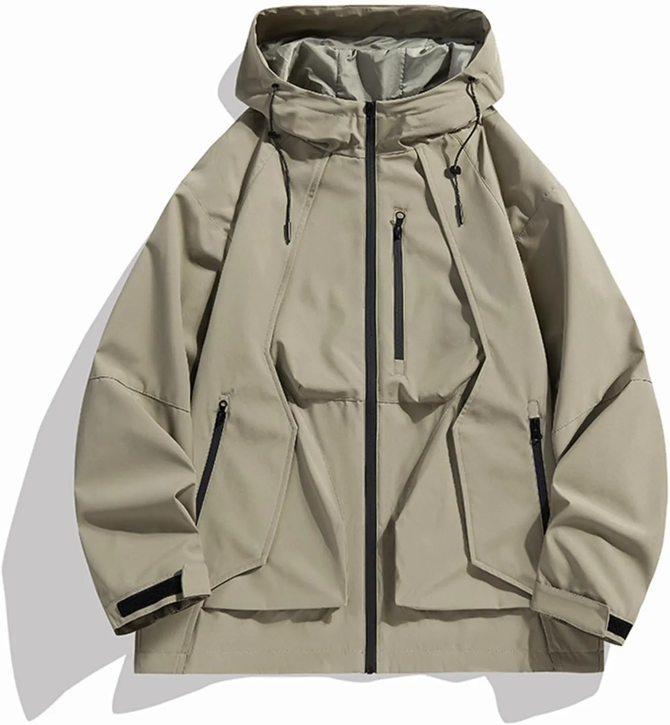 Mens Waterproof Rain Jacket Outdoor Softshell Hiking Jacket Oversized Hooded Rain Coat Windbreaker Warm Fall Clothes