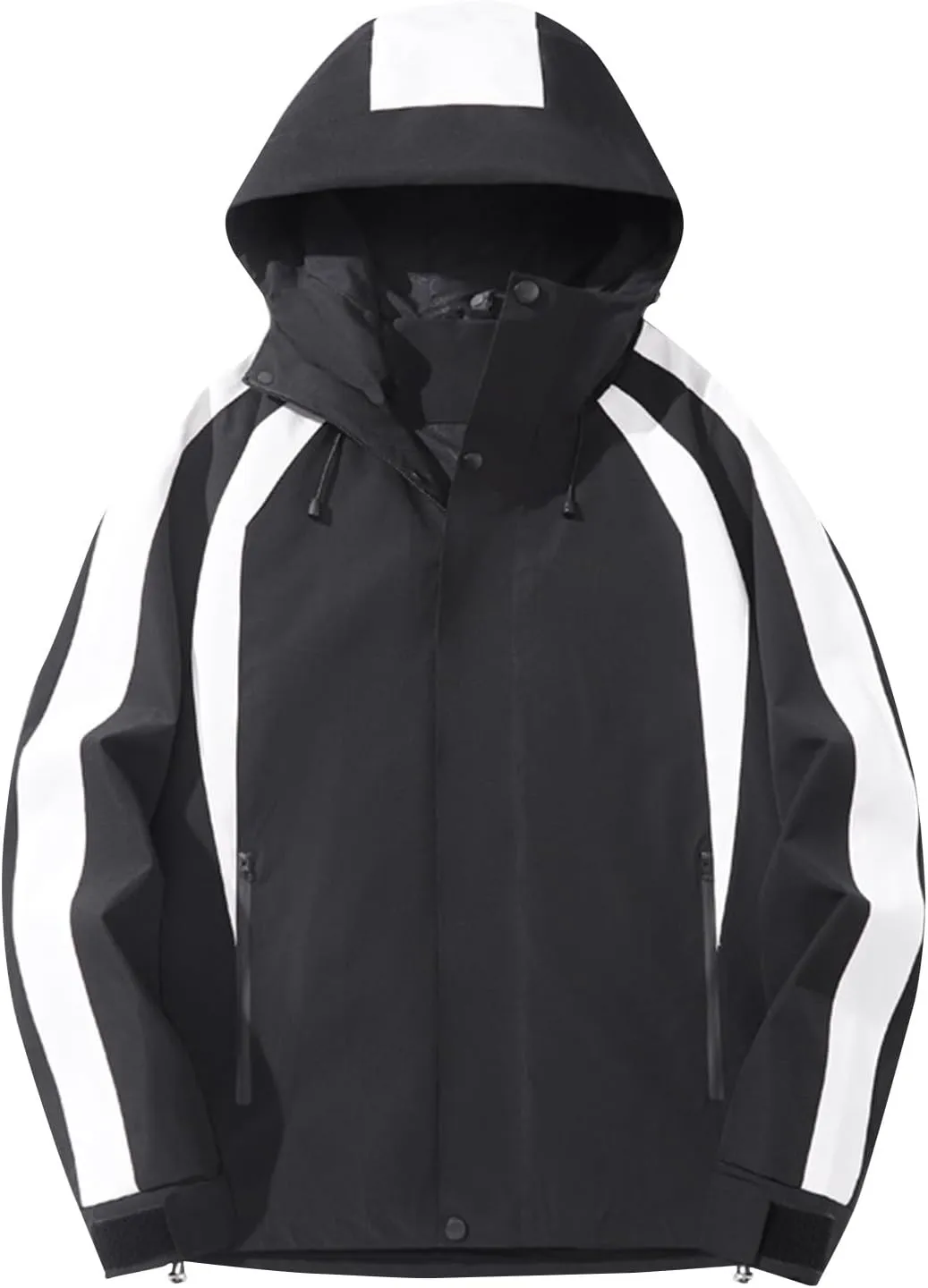 Mens Waterproof Windbreaker Rain Jacket Fashion Color Block Casual Jacket Coat Outdoor Hiking Travel Jackets Outerwear