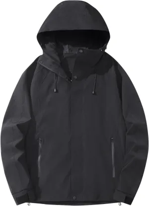 Mens Waterproof Windbreaker Rain Jacket Fashion Color Block Casual Jacket Coat Outdoor Hiking Travel Jackets Outerwear