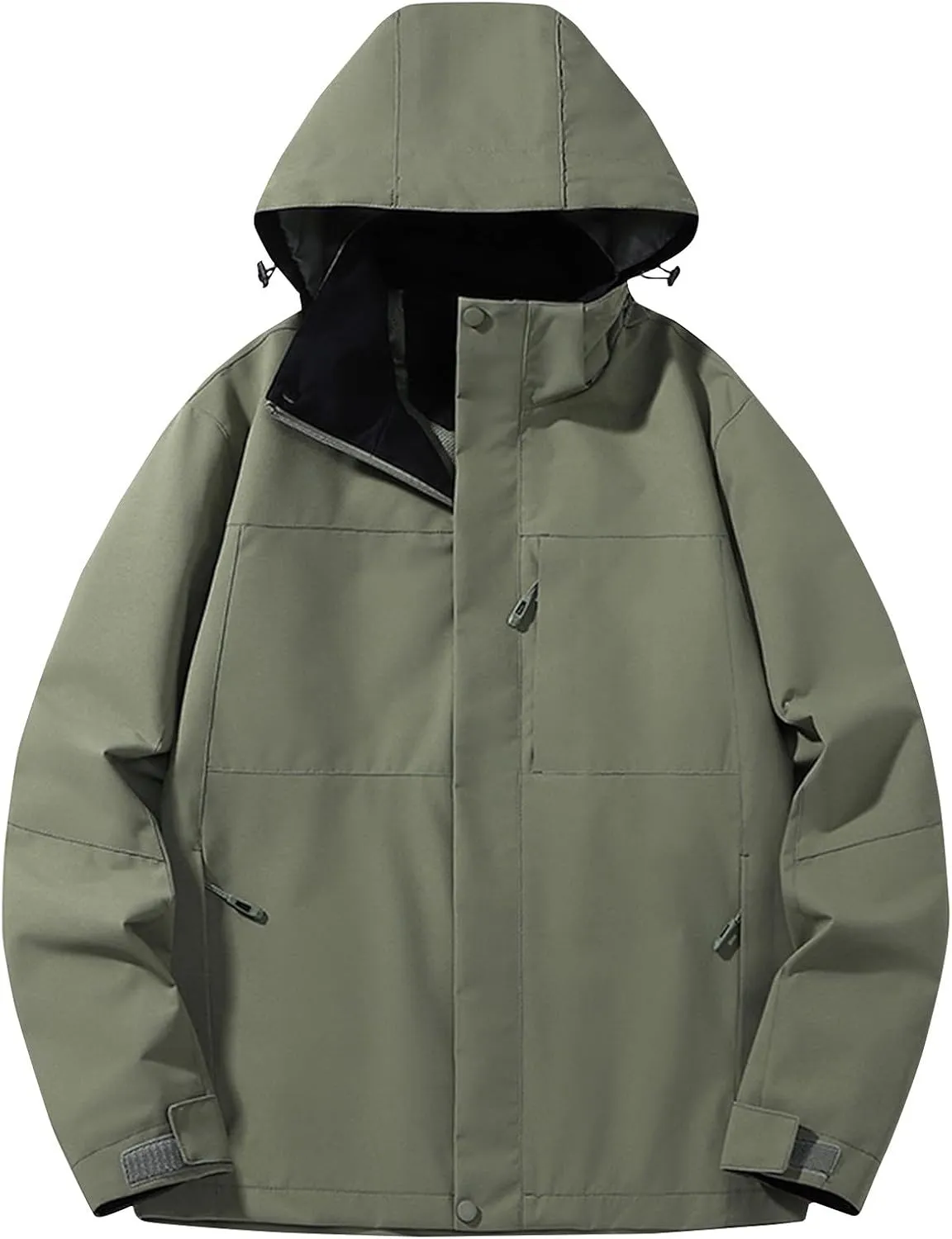 Mens Waterproof Windbreaker Rain Jacket Fashion Color Block Casual Jacket Coat Outdoor Hiking Travel Jackets Outerwear