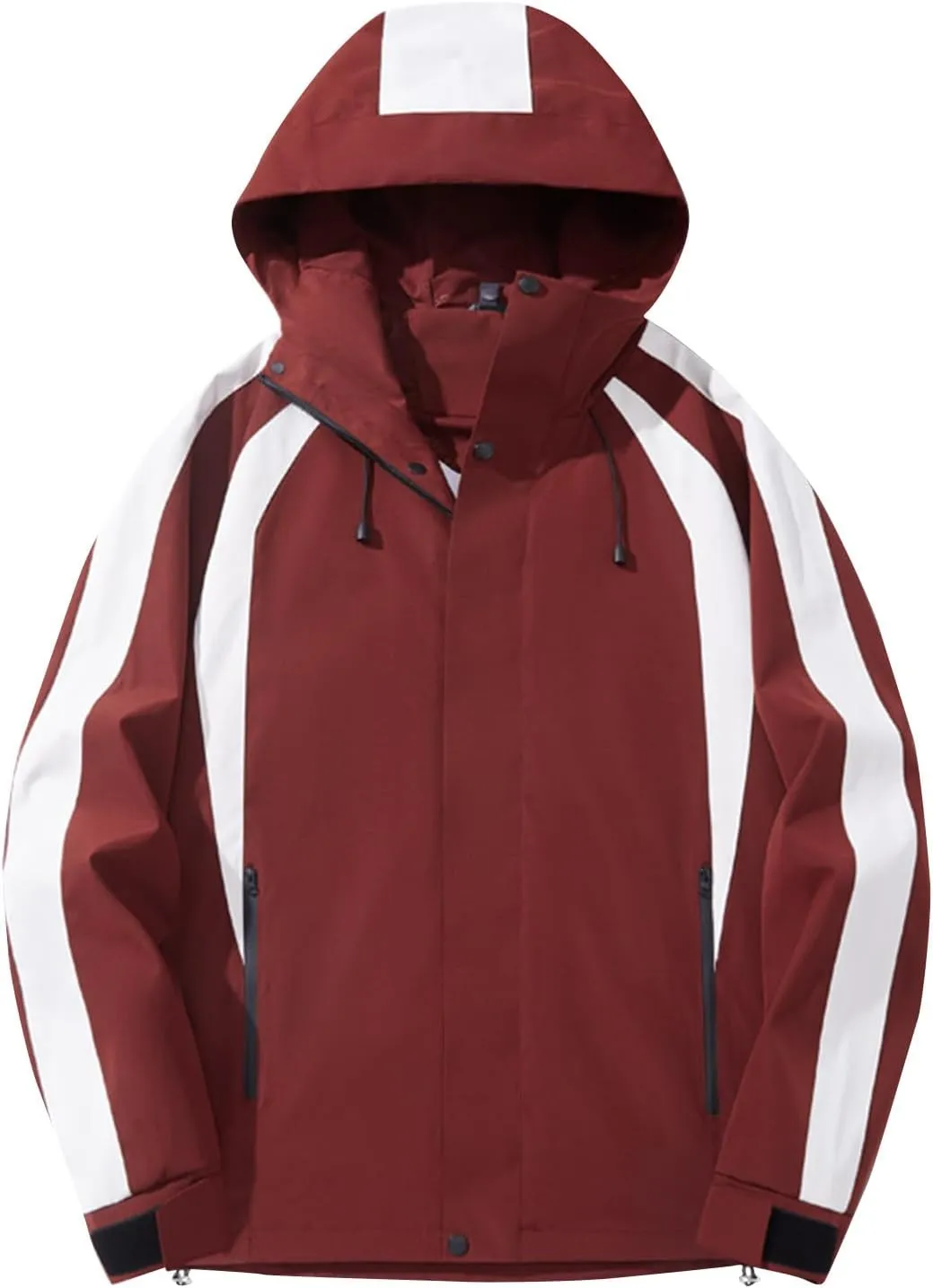 Mens Waterproof Windbreaker Rain Jacket Fashion Color Block Casual Jacket Coat Outdoor Hiking Travel Jackets Outerwear