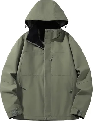 Mens Waterproof Windbreaker Rain Jacket Fashion Color Block Casual Jacket Coat Outdoor Hiking Travel Jackets Outerwear