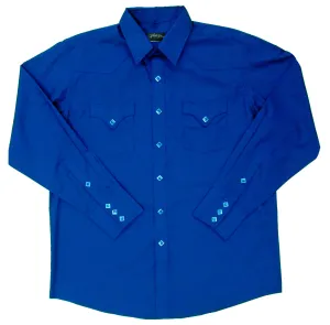 Men's Western Shirt: White Horse Solid With Classic Pockets