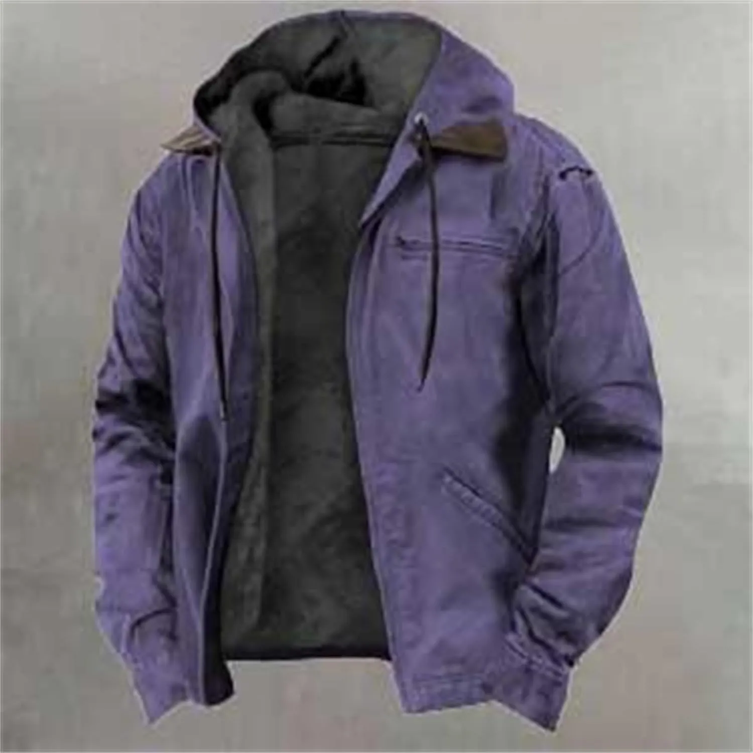 Men's Winter Coat Sherpa Fleece Lined Jacket Western Graphic Full Zip Thick Heavyweight Hoodie Winter Sweatshirts Coat