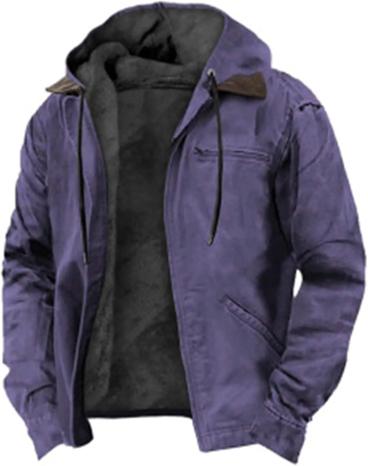 Men's Winter Coat Sherpa Fleece Lined Jacket Western Graphic Full Zip Thick Heavyweight Hoodie Winter Sweatshirts Coat