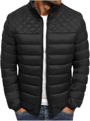 Men's Winter Coats Warm Puffy Jacket Full Zip Puffer Jacket Quilted Insulated Jacket Down Jacket for Men