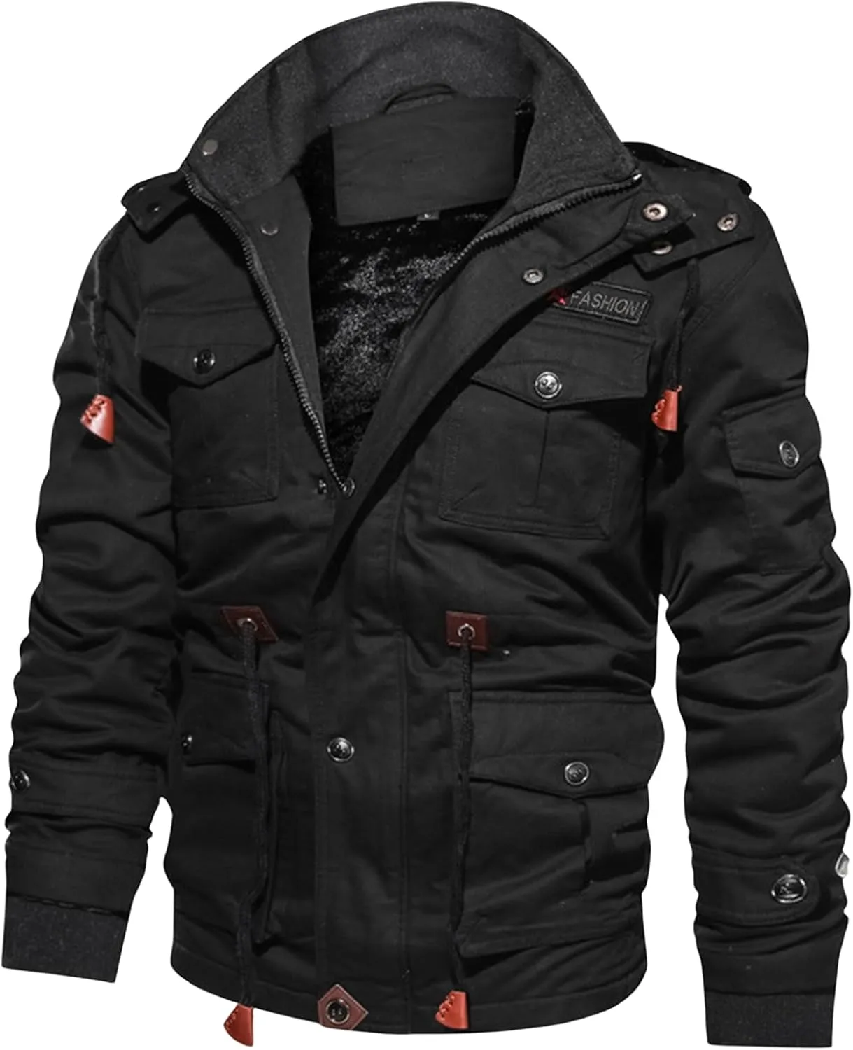 Mens Winter Jacket Cotton Military Jackets Fleece Lined Thick Work Coats Sherpa Cargo Paka Jacket with Removable Hooded