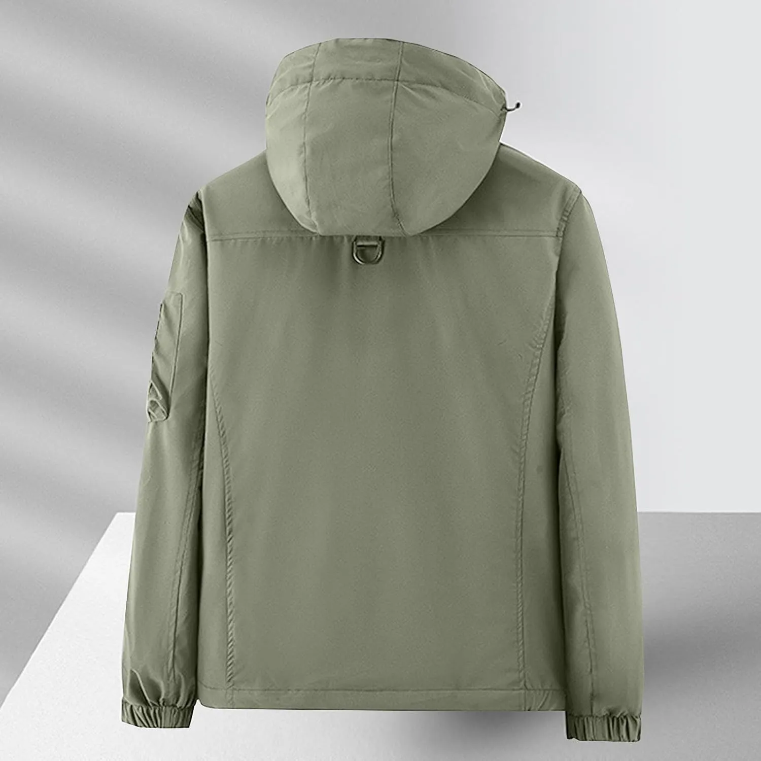 Men's Winter Jacket Lightweight Breathable Coats Warm Cargo Jackets Multi Pockets Stand Collar Jacket with Hooded